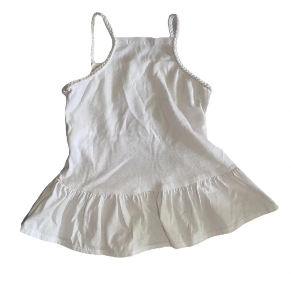 DKNY Girls Size 4 White Tank Top Blue Denim Shorts Set Donna Karen New York Kids